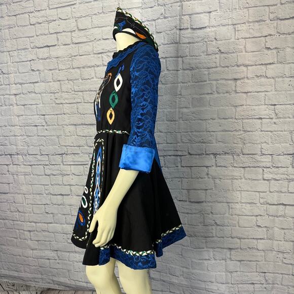 Vintage traditional Irish step dancing dress handmade, black & blue small medium - Picture 9 of 16